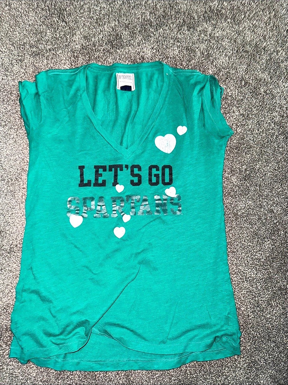 PINK Victoria's Secret Michigan State Spartans Let's Go V-Neck Tee V-Neck Tee